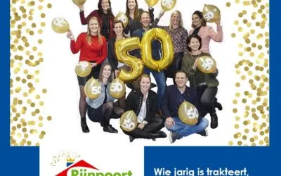 Feest bij 50 jarige Rijnpoort Makelaars, wie jarig is trakteert